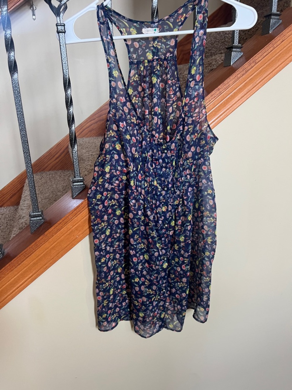 aerie Navy Floral Racerback Tank Top